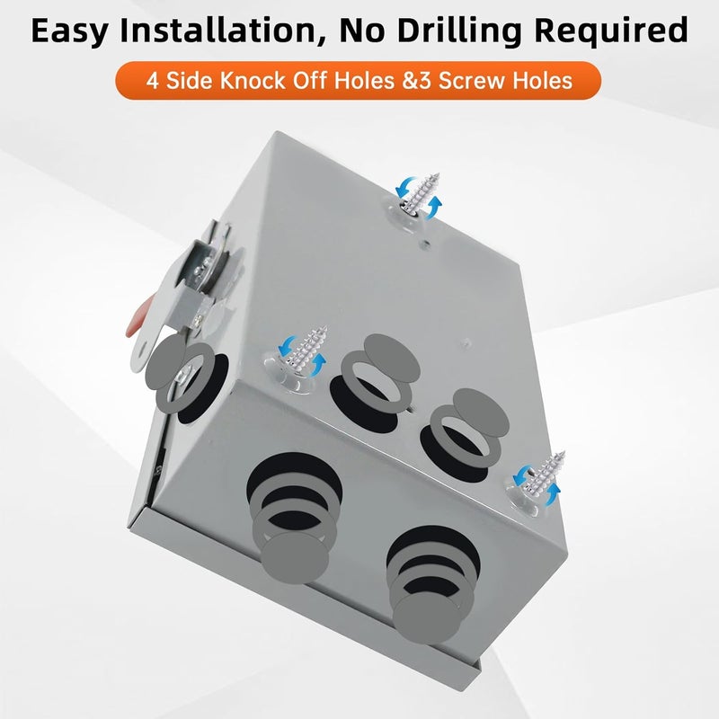 Sukubiui 30 Amp Disconnect Switch Box, 3 Pole 120V/240V Safety Switch, Non-Fusible NEMA 3R Rated, Heavy Duty Steel, for Indoor/Outdoor Use - Image 2